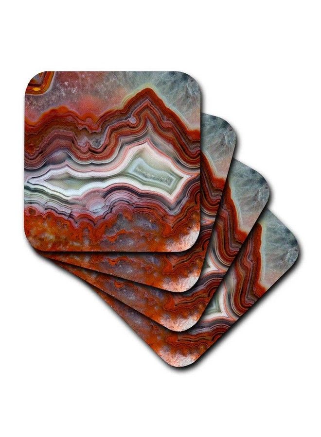 3D Rose Mexican Crazy Lace Agate Soft Coasters Multicolor