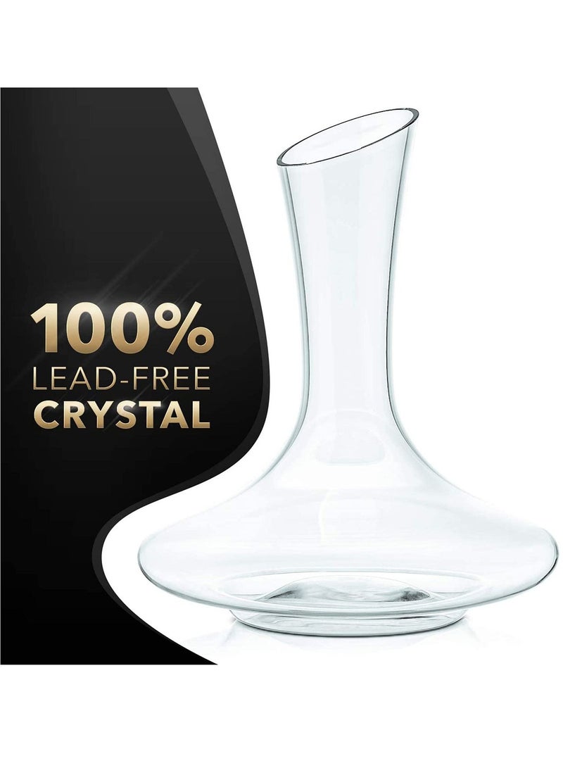 Wine Decanter, Hand Blown Lead Free Crystal Wine Carafe, Large 1800 ml Capacity, Red Wine Aerator and Breather, Glass Wine Pitcher Set
