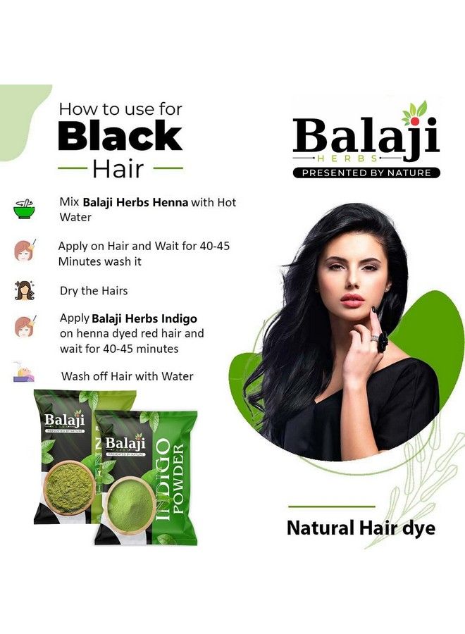 Indigo Powder For Hair Black (200 Grams) ; 100% Pure And Natural No Preservatives ; Natural Hair Dye ; No Ammonia No Ppd