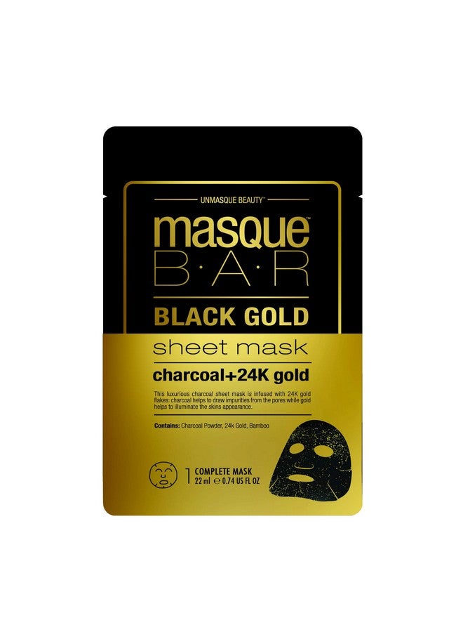 Black Gold Sheet Mask With 24K Gold Charcoal Powder And Bamboo Enriched Pore Refiner To Brighten Skin Made In Korea