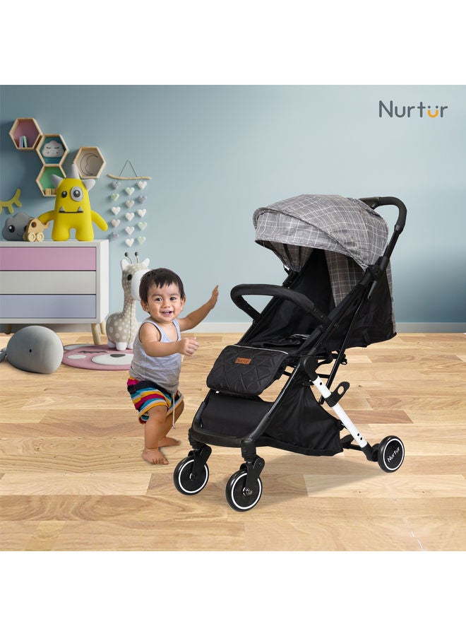 Compact Foldable Design Travel Stroller With Storage Basket, Detachable Bumper, 5 Point Safety Harness, 0 To 36 Months