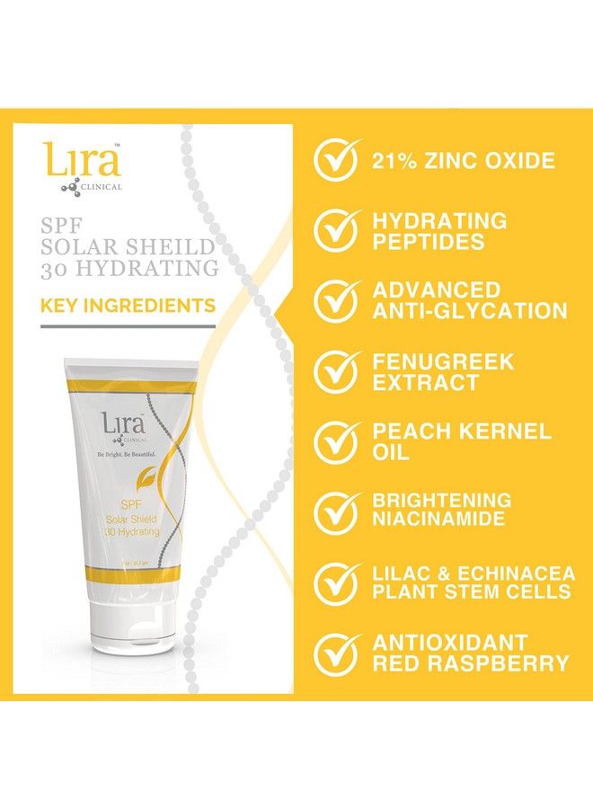 Solar Shield 30 Hydrating Spf 30 Face Moisturizer Sunscreen With 21% Zinc Oxide Niacinamide Collagen Peptides & Botanicals Antiaging Sun Protection Face Sunscreen 2 Fl Oz