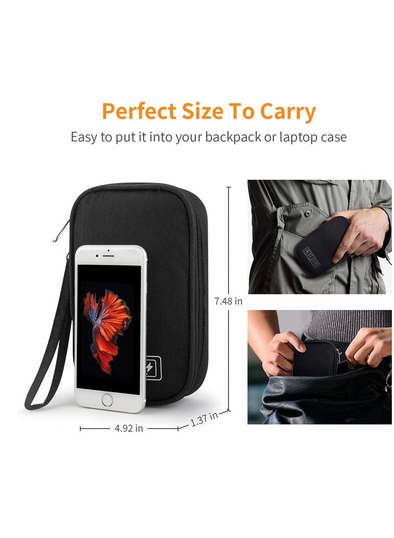 Small Electronic Organizer Cable Bag, Travel Portable 2 PCS Accessories Storage Bag Soft Carrying Case Pouch for Hard Drive, Cord, Charger, Earphone, USB, SD Card (Black+Gray)