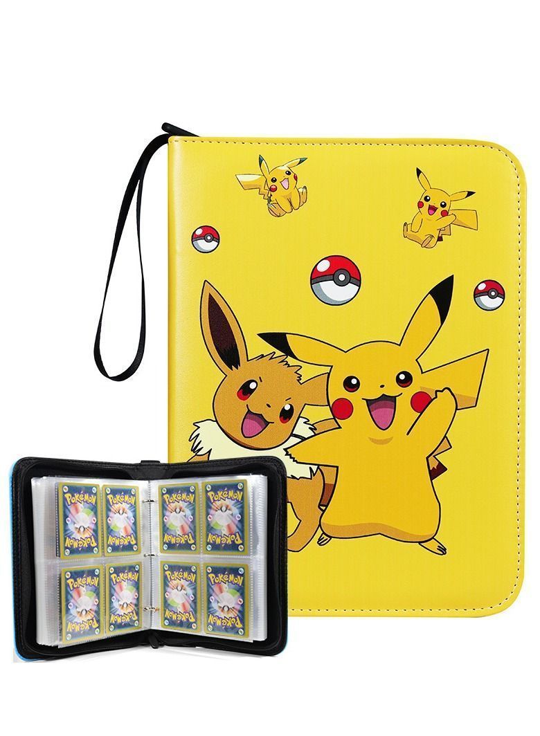 4-Pocket Binder Compatible with Pokemon Card, 400 Pockets Portable Trading Cards Holder Collector Album 50 Removable Sheets for Boys Girls