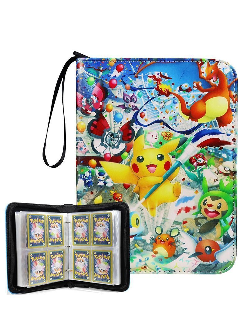 4-Pocket Binder Compatible with Pokemon Card, 400 Pockets Portable Trading Cards Holder Collector Album 50 Removable Sheets for Boys Girls