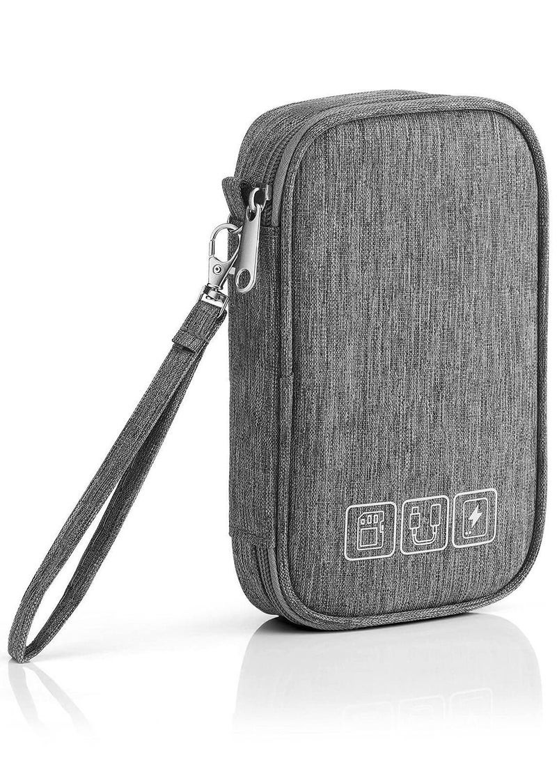 Electronic Accessories Storage Bag Small Portable Travel Cable All-in-One Organizer for Power Cords, Chargers, Hard Drives, Headphones, USB, SD Cards, and More (Grey)