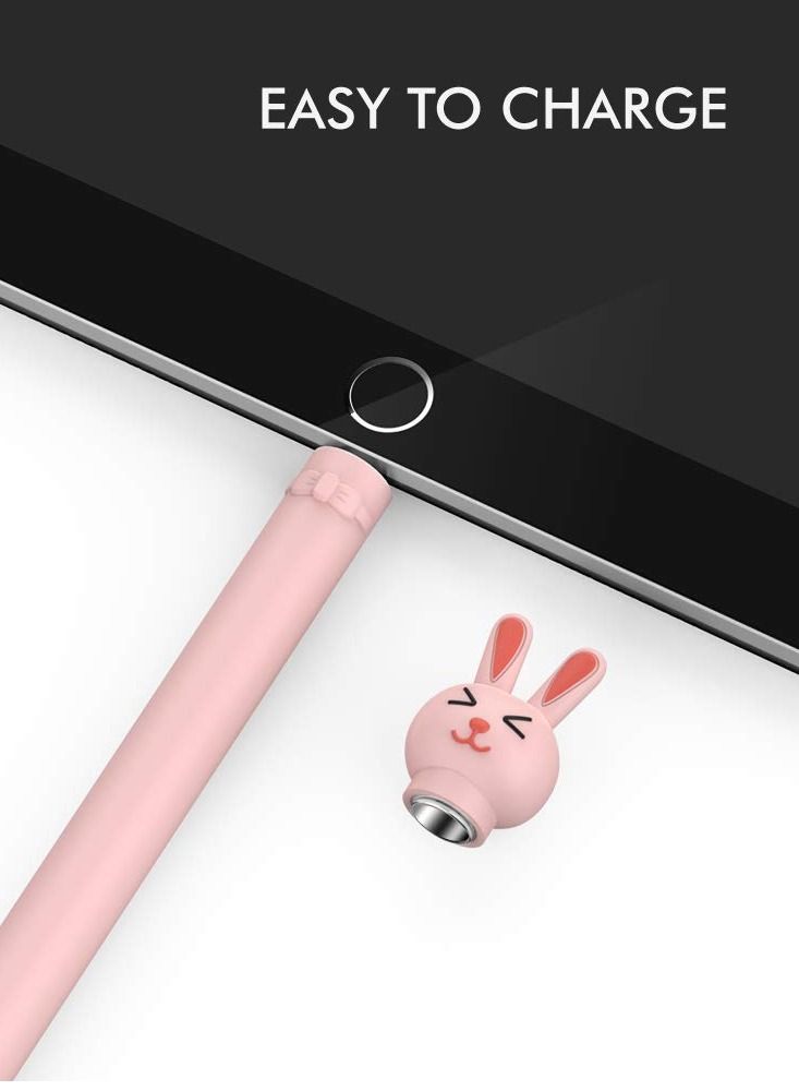 Case for 1st Generation Apple Pencil, Cute Cartoon Rabbit Soft Silicone Accessory Ultra light Pen Protective Grip Anti-slip and Anti-drop Capacitive