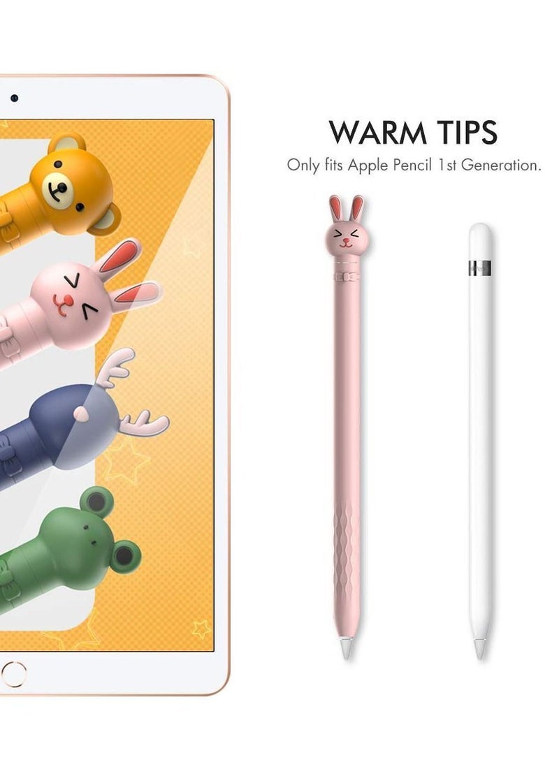 Case for 1st Generation Apple Pencil, Cute Cartoon Rabbit Soft Silicone Accessory Ultra light Pen Protective Grip Anti-slip and Anti-drop Capacitive