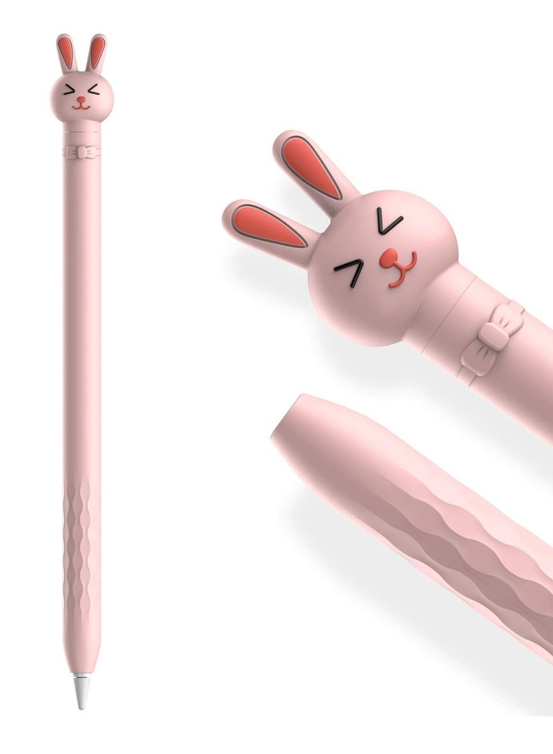 Case for 1st Generation Apple Pencil, Cute Cartoon Rabbit Soft Silicone Accessory Ultra light Pen Protective Grip Anti-slip and Anti-drop Capacitive