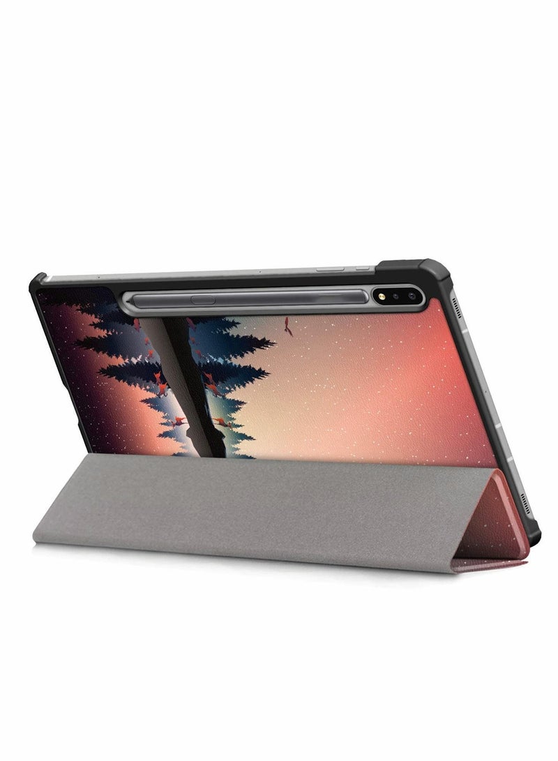 For Samsung Galaxy Tab S8/S7 Tablet Cover Slim Lightweight Tri-Fold Stand Case Shell Auto Wake/Sleep Folio (Forest Dusk)