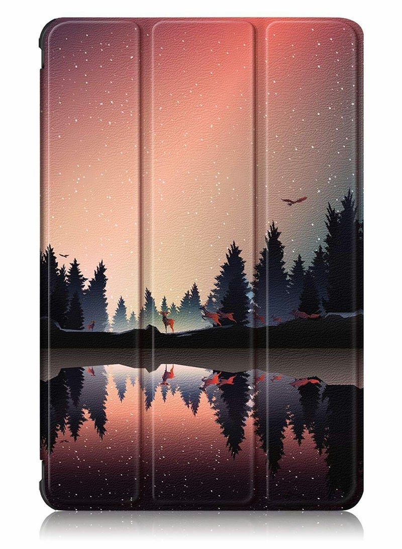 For Samsung Galaxy Tab S8/S7 Tablet Cover Slim Lightweight Tri-Fold Stand Case Shell Auto Wake/Sleep Folio (Forest Dusk)