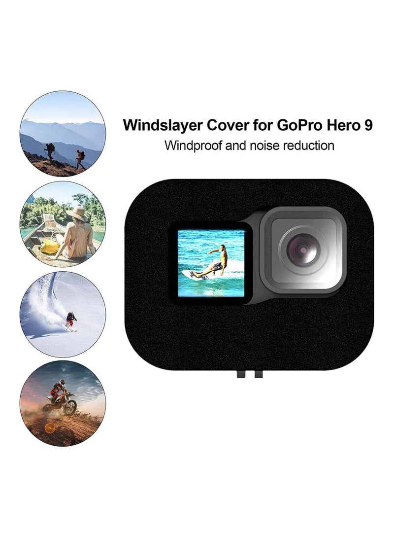 Foam Windslayer Housing Case for Hero 10/ 9, Windscreen Windshield Cover Muffler Frame Compatible Gopro 9 (Black 2 Pack)