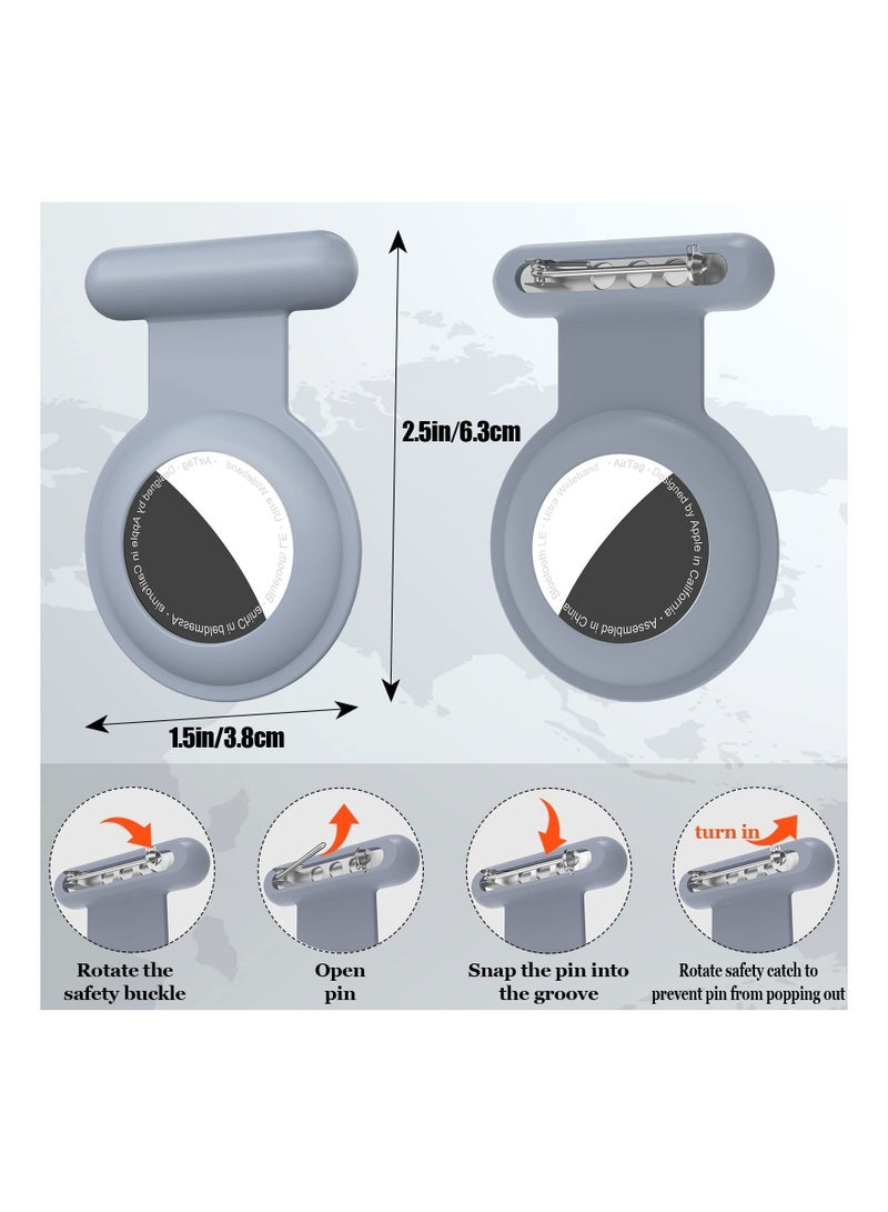 Hidden for Air Tag Kids, Silicone Case Airtag with Invisible Pin, Safer Than Bracelet Wristband Necklace Keychain (3 Packs, Pink & Orange Grey)