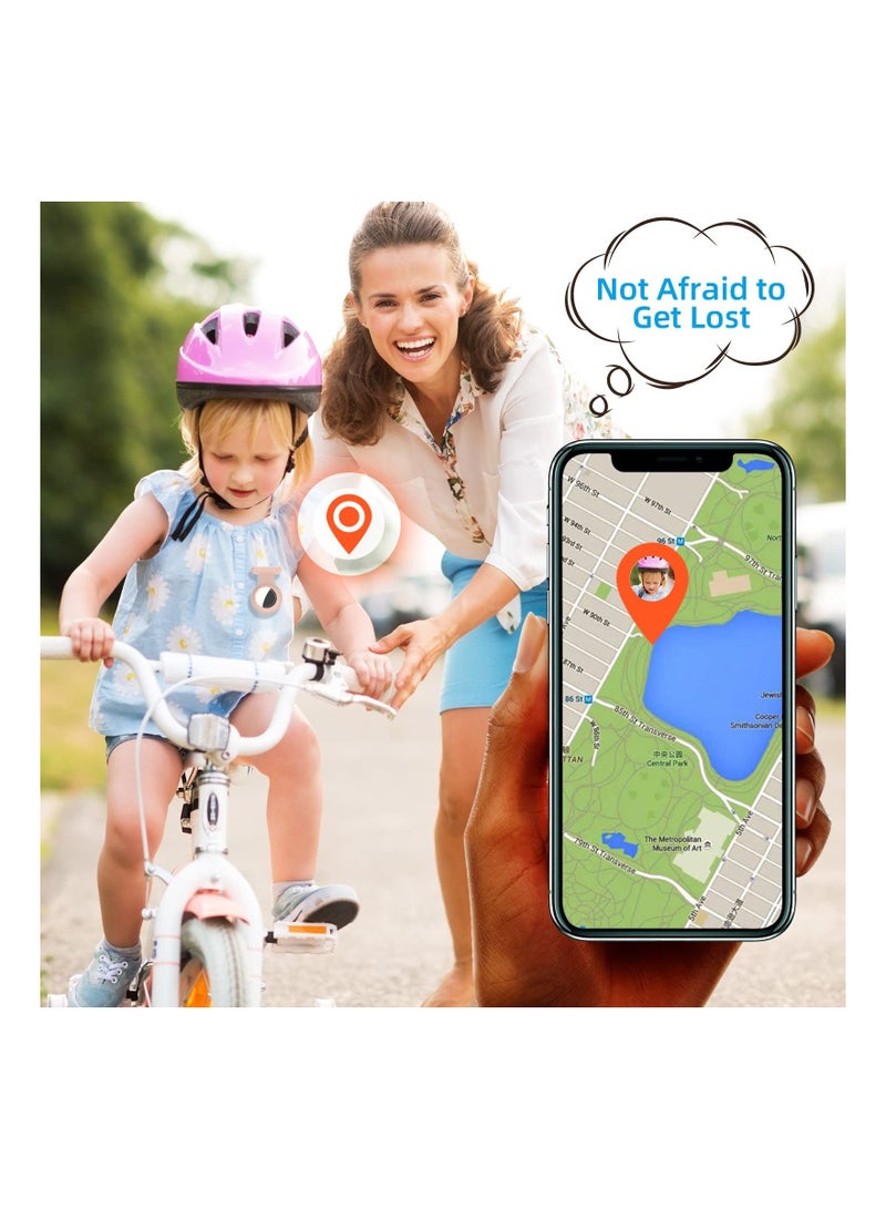 Hidden for Air Tag Kids, Silicone Case Airtag with Invisible Pin, Safer Than Bracelet Wristband Necklace Keychain (3 Packs, Pink & Orange Grey)