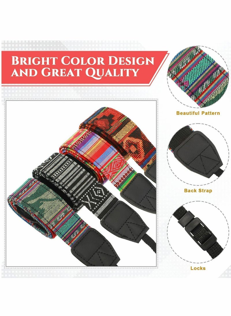 4 Pieces Woven Vintage Camera Strap for All DSLR SLR Universal Neck Shoulder Men Women Photographers