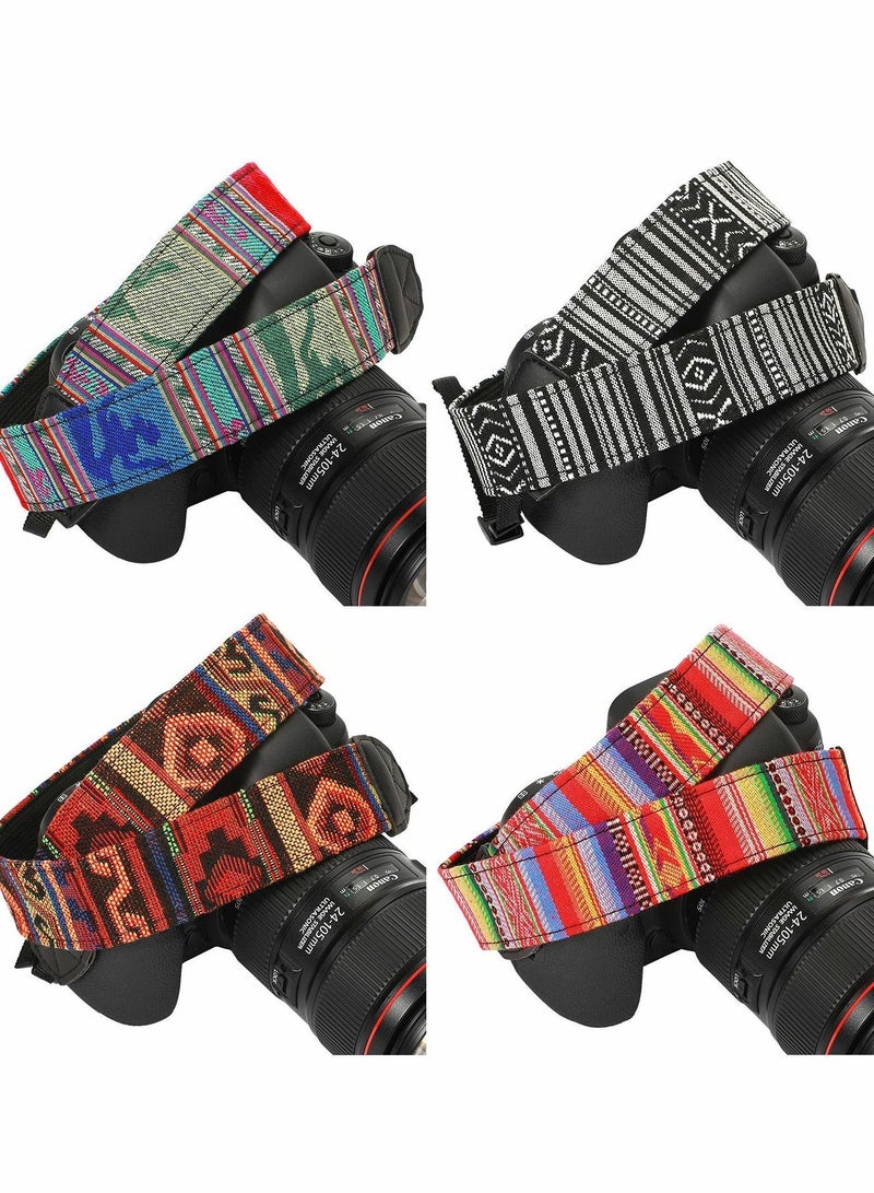 4 Pieces Woven Vintage Camera Strap for All DSLR SLR Universal Neck Shoulder Men Women Photographers