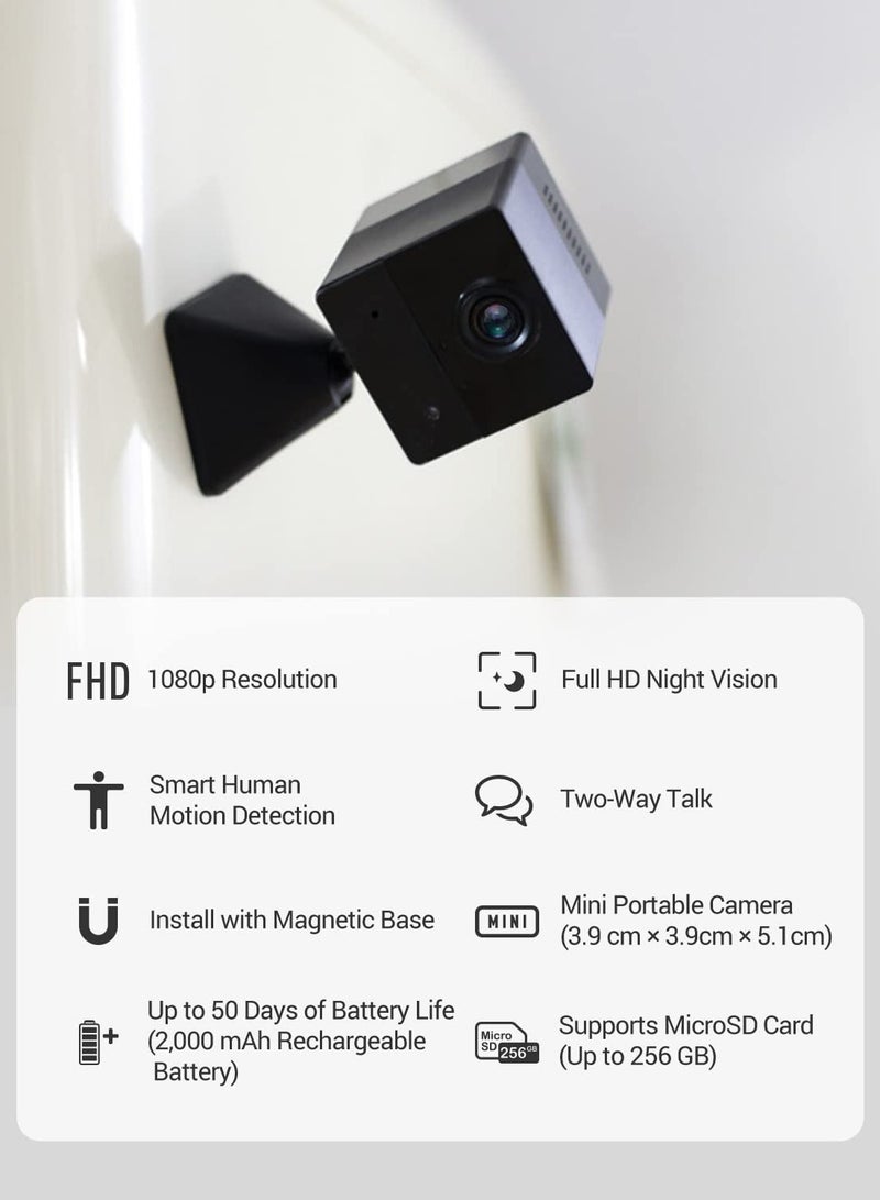 Battery Surveillance Camera, 1080P Wireless WiFi IP Camera With PIR Motion Detection And IR Night Vision, For Indoor, Dogs, Pet, Baby Monitor, Compatible With Alexa, BC2