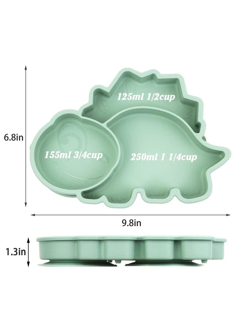 Baby Plate Silicone Suction Toddler Plates, Divided Dishes for Kids, Self Feeding, BPA Free, Microwave Dishwasher Safe Plates with Cups Fits Most Highchair Trays