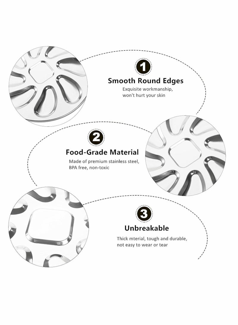 Oyster Plate, Stainless Steel 3Pcs Grill Pan Serving Trays, 8 Slots Pan, Shell Shaped Tray for Oysters, Sauce and Lemons, Home Restaurant (9.8 Inch)