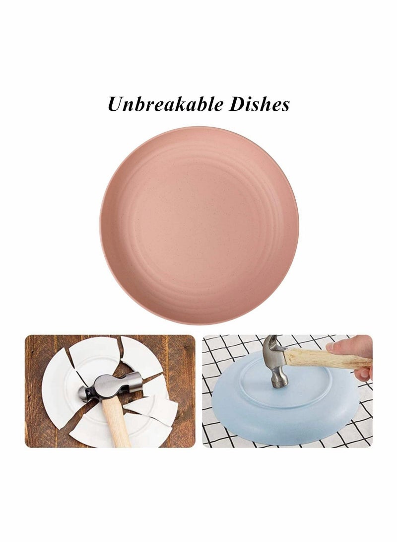 Lightweight Wheat Straw Plates Unbreakable Dinner Dishes Set Non-Toxin Dishwasher & Microwave Safe BPA Free and Healthy for Kids Children Toddler Adult (Small 6 Pack 5.9')