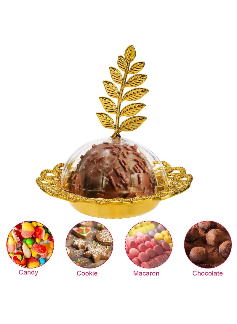 12 Pack Party Favor Candy Boxes with Leaf Dome, Gold Decorative Plastic Storage Containers, Fillable Holders for Chocolates, Cake Dessert, Baby Shower, Birthday Supplies