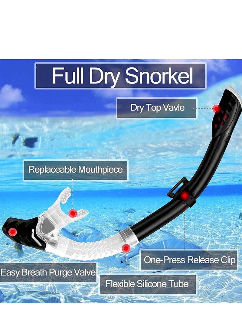Diving Mask Snorkeling Mask with Latest Dry Top Breathing System Fold 180°Panoramic Diving Snorkeling Goggles Tempered Glass Anti-Fog Anti-Leak Snorkeling Gear for Adults and Youth