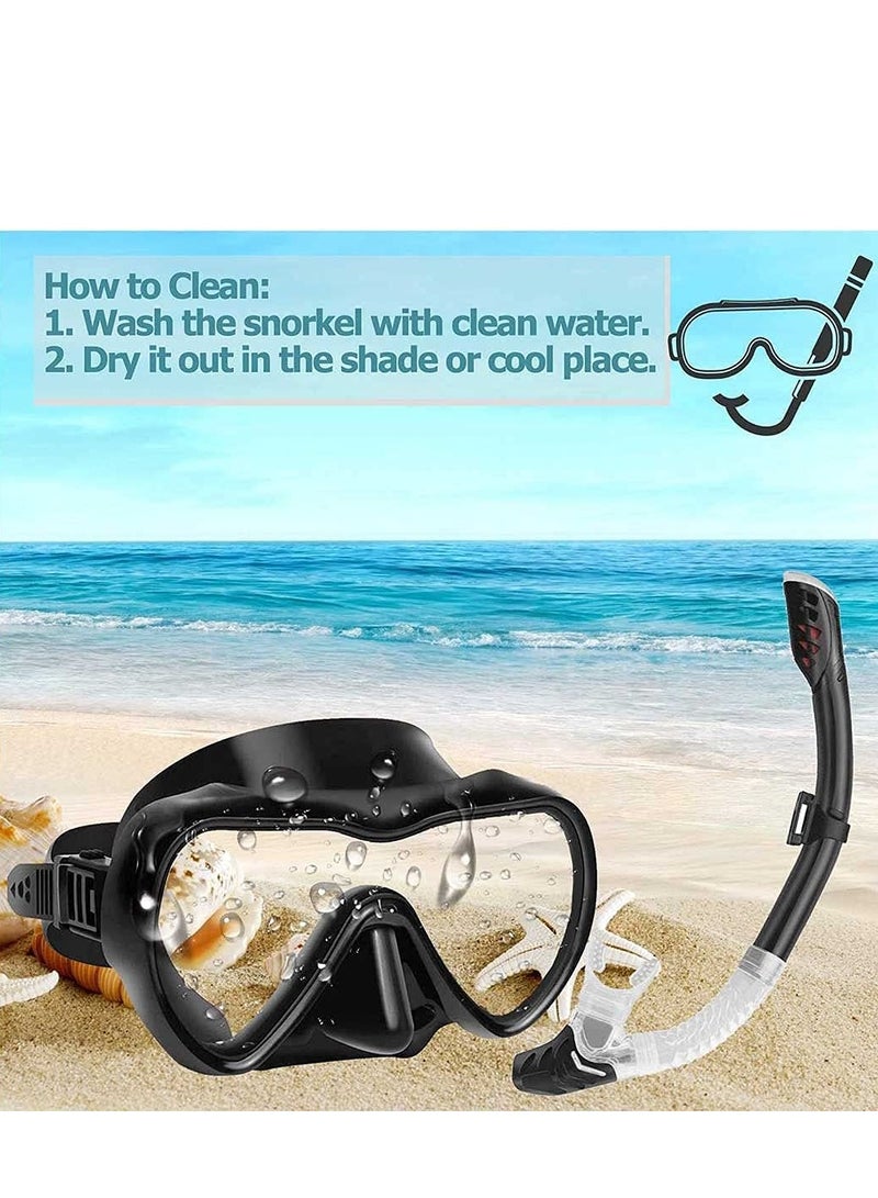 Diving Mask Snorkeling Mask with Latest Dry Top Breathing System Fold 180°Panoramic Diving Snorkeling Goggles Tempered Glass Anti-Fog Anti-Leak Snorkeling Gear for Adults and Youth