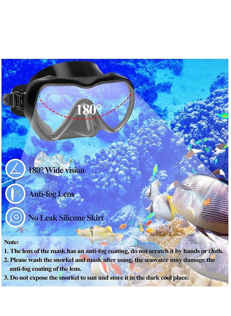 Diving Mask Snorkeling Mask with Latest Dry Top Breathing System Fold 180°Panoramic Diving Snorkeling Goggles Tempered Glass Anti-Fog Anti-Leak Snorkeling Gear for Adults and Youth
