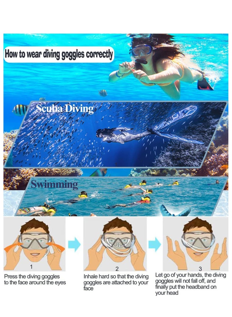 Snorkel Mask Set Snorkeling Gear For Adults Dry Snorkel 180 Degree Seaview Anti Fog Goggles with Mesh Bag Scuba Diving Swimming Training Equipment Men Women