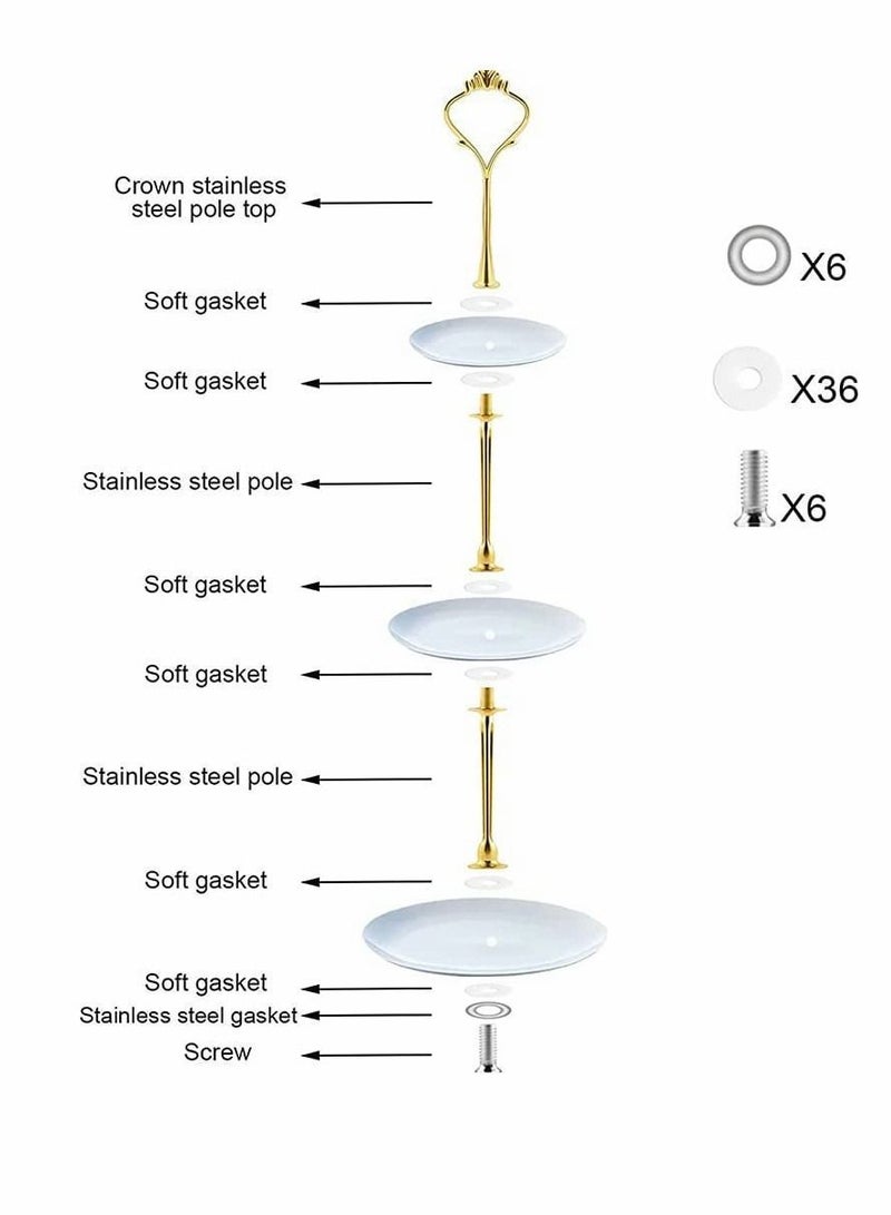 Tray Hardware for Cake Stand 6 Set Mould Crown 3 Tier Fittings Holder Wedding and Party Making Resin Cupcake Dessert Platter Serving