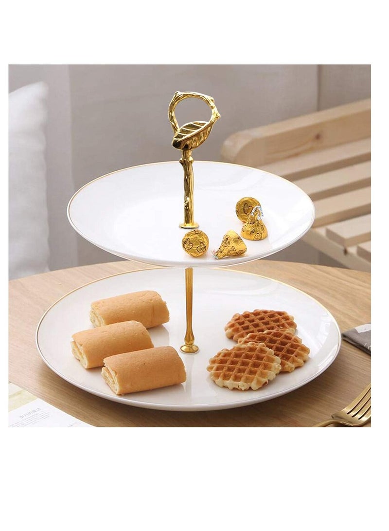 5 Sets 3 Tier Cupcake Stand Hardware Handles, Vintage Tray Center Holder Fitting with Screws and Flat Washers for Party Wedding Display (Leaf Golden)