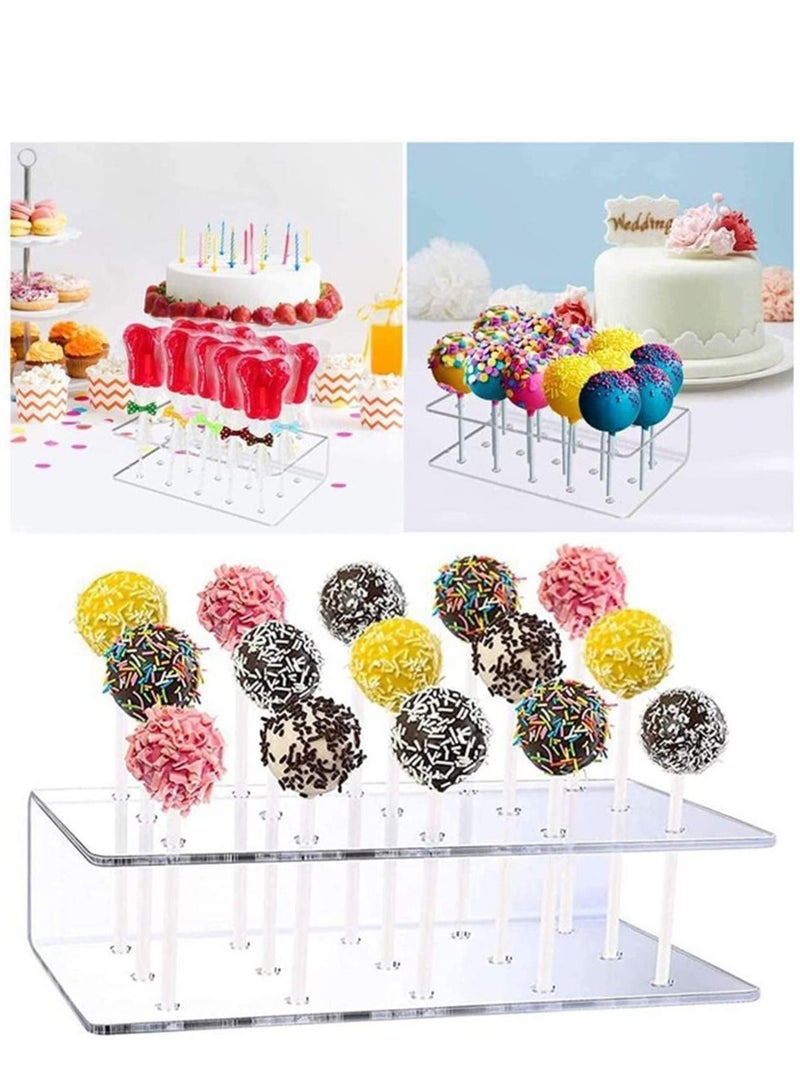 2 Pack Acrylic Lollipop Holder Cake Pop Stand 50PCS Clear Treats Bags Sticks for Candy Making Tools