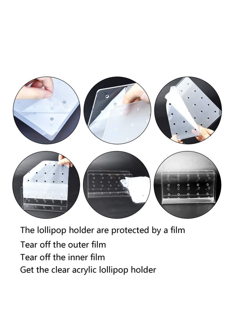 2 Pack Acrylic Lollipop Holder Cake Pop Stand 50PCS Clear Treats Bags Sticks for Candy Making Tools