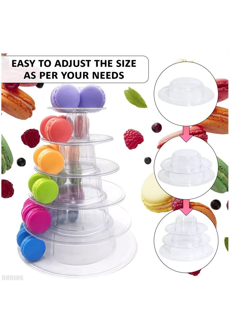 6 Tier Round Plastic Macaron Tower Stand, Macarons Holder, Macaroon Cake Display Stand for Dessert Display, Wedding, Birthday Party