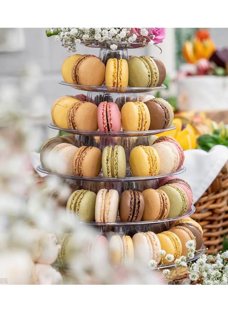 6 Tier Round Plastic Macaron Tower Stand, Macarons Holder, Macaroon Cake Display Stand for Dessert Display, Wedding, Birthday Party