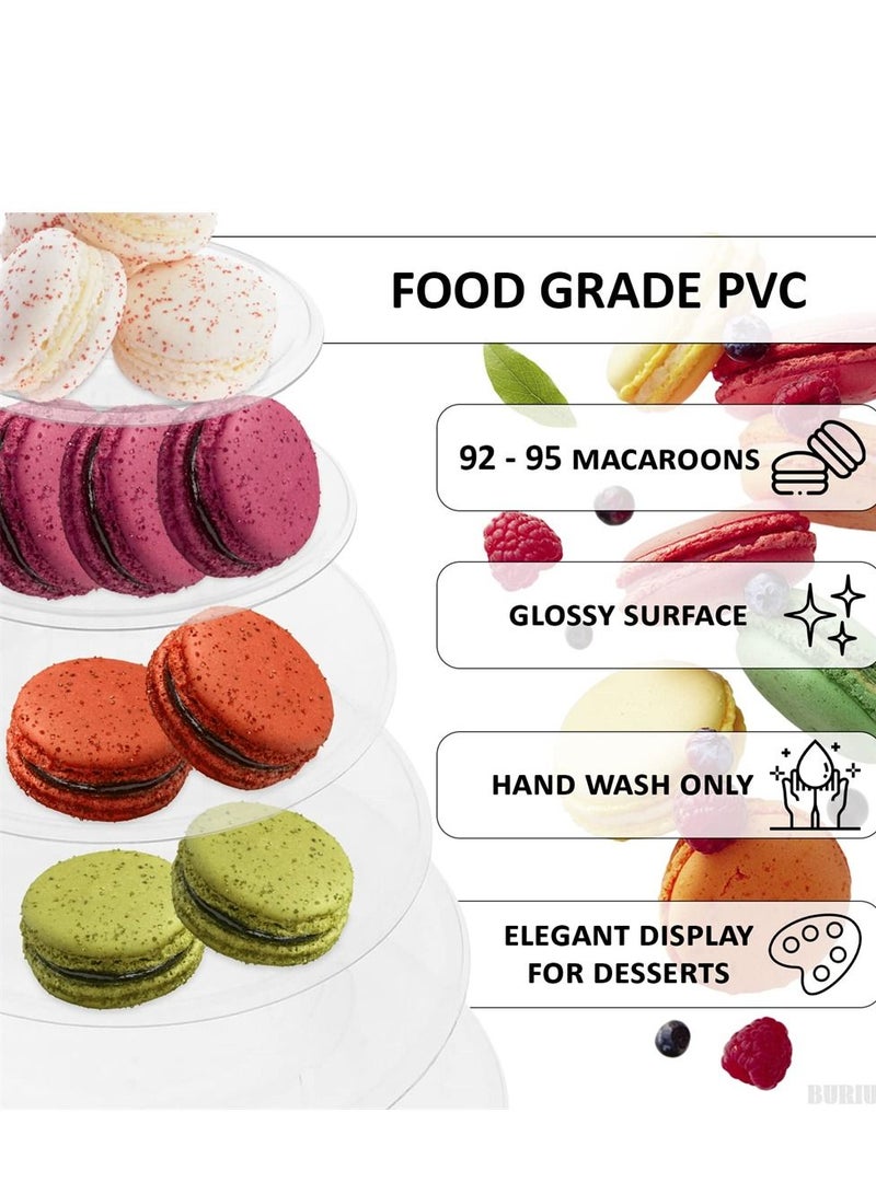 6 Tier Round Plastic Macaron Tower Stand, Macarons Holder, Macaroon Cake Display Stand for Dessert Display, Wedding, Birthday Party