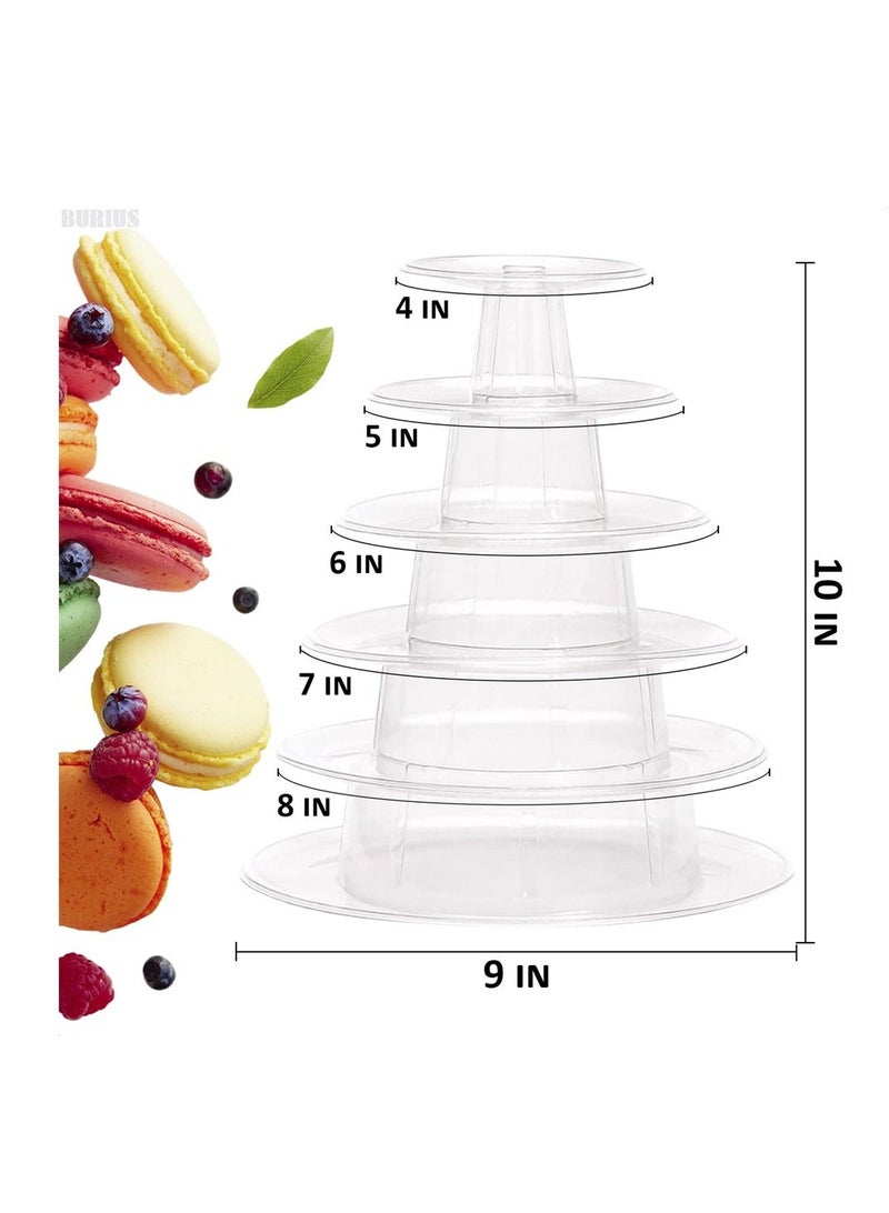 6 Tier Round Plastic Macaron Tower Stand, Macarons Holder, Macaroon Cake Display Stand for Dessert Display, Wedding, Birthday Party