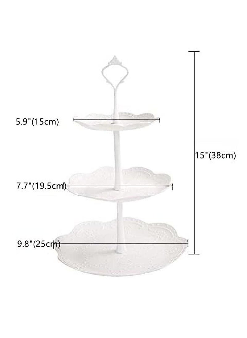 3 Tier Cupcake Stand, Plastic Tiered Serving Dessert Fruit Snack Tower Tray for Wedding Home Birthday Tea Party Baby Shower