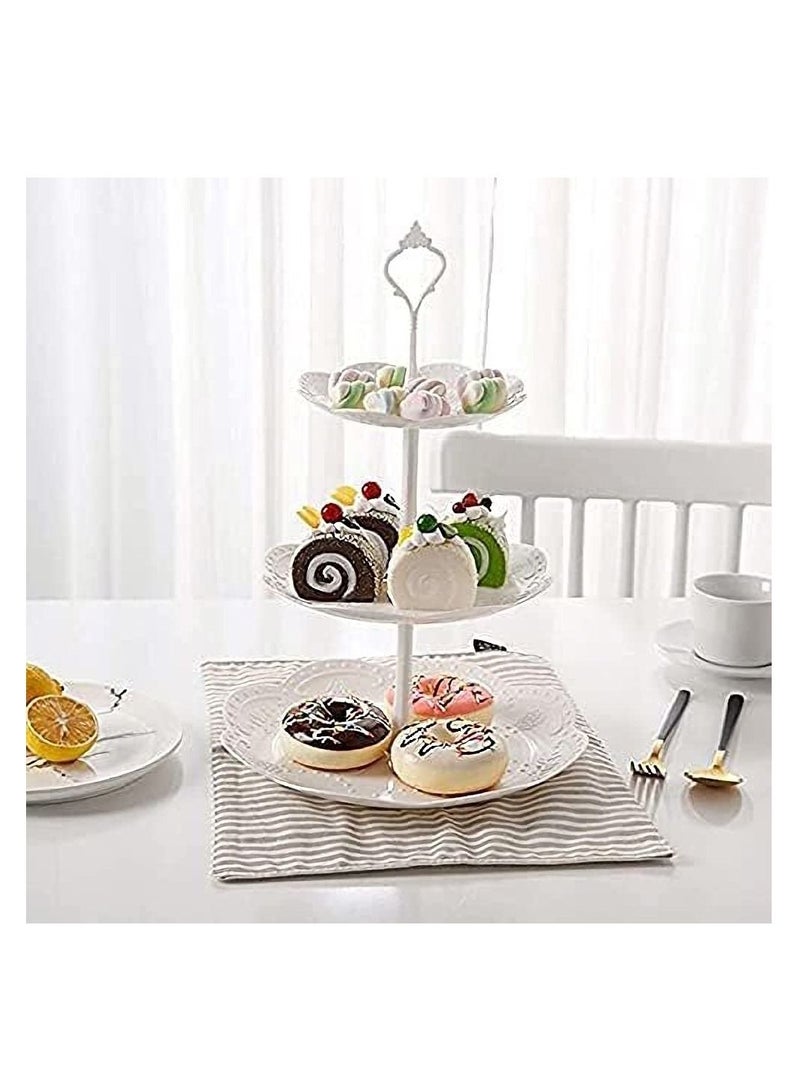 3 Tier Cupcake Stand, Plastic Tiered Serving Dessert Fruit Snack Tower Tray for Wedding Home Birthday Tea Party Baby Shower