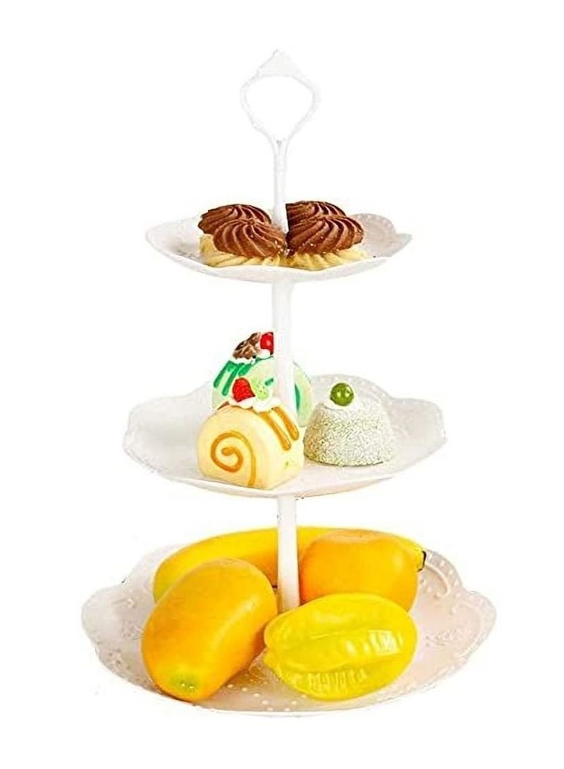 3 Tier Cupcake Stand, Plastic Tiered Serving Dessert Fruit Snack Tower Tray for Wedding Home Birthday Tea Party Baby Shower