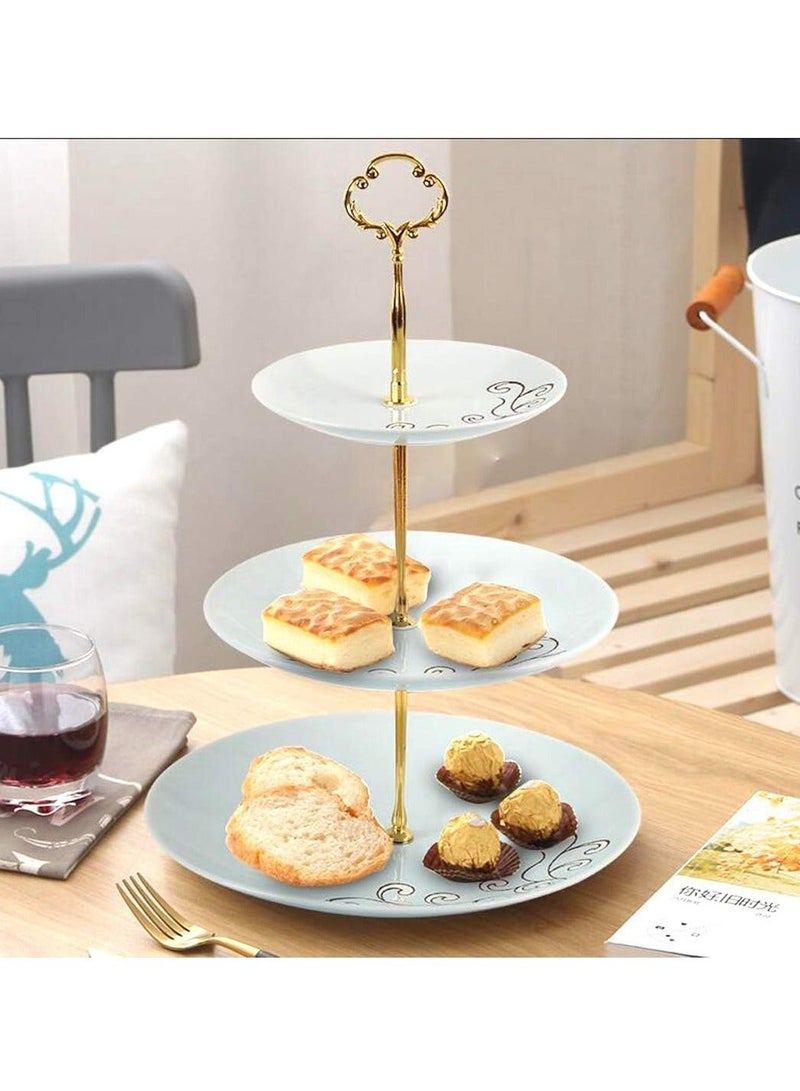 5 Sets 3 Tier Cupcake Stand Hardware Handles, Vintage Tray Center Holder Fitting with Screws and Flat Washers for Party Wedding Display (Olive Branch Golden)