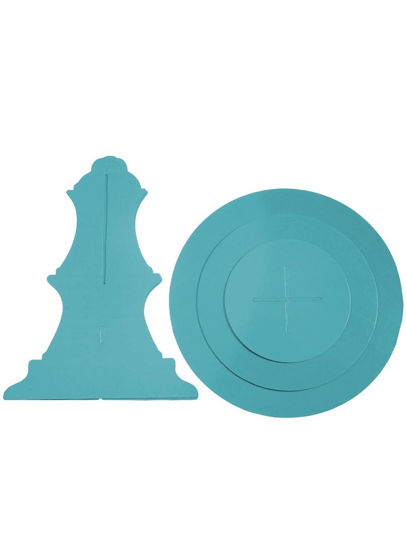 Cupcake Stand, 2 Pack 3-Tier Round Cardboard Dessert Plates Cake Fruit Base Holder Candy Display Tower Tray Pastry Serving Platter for Birthday, Wedding, Afternoon Tea(Blue)