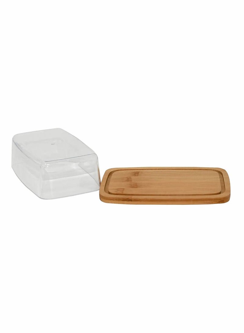 Bamboo Butter Dish With Dome Lid, Covered Holder for Countertop, Airtight Container with Cover, Keeper Storage Perfect West, East Coast Butter, Dishwasher Safe