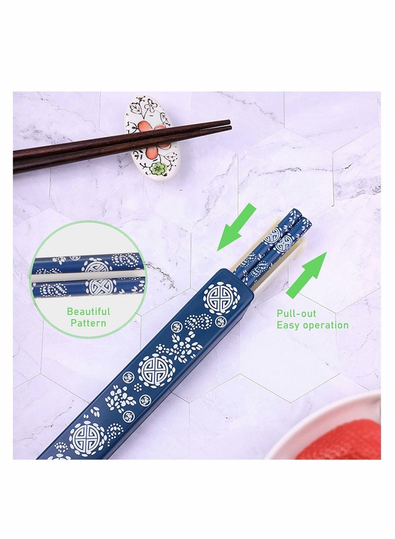 Portable Chopsticks Set, Japanese Style Natural Wood Chopsticks, Reusable Classic Eco-Friendly for Sushi Noodle Picnic Kitchen 2 Pairs with Case