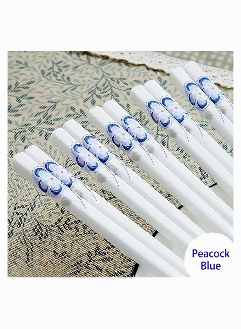 Ceramic Chopsticks Set of 5, Porcelain Chopsticks, Cute Chinese Easy to Clean, Great Replacement Plastic/Wooden Reusable Dishwasher Safe, 9.7Inch