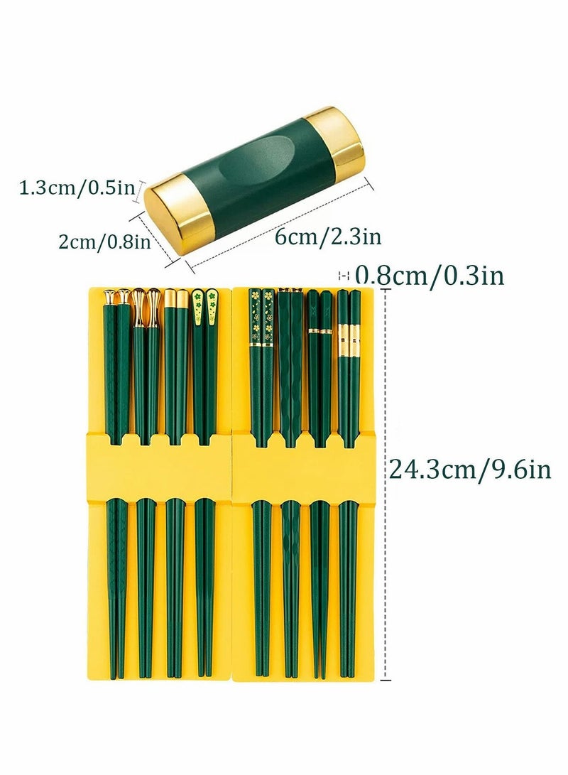 8 Pairs Chopsticks Reusable Chinese Fiberglass with Holder, Non-Slip For Beginners, Food & Cooking