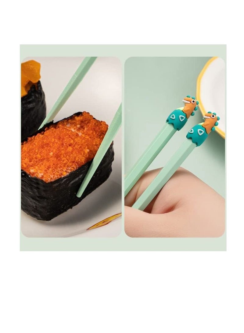 Chopsticks for Kids, 3 Pairs Kids Students Lightweight Chopstick, Cute with Dinosaur Head, Non-Slippery Indented Tips, Easy to Use and Clean, 8.1