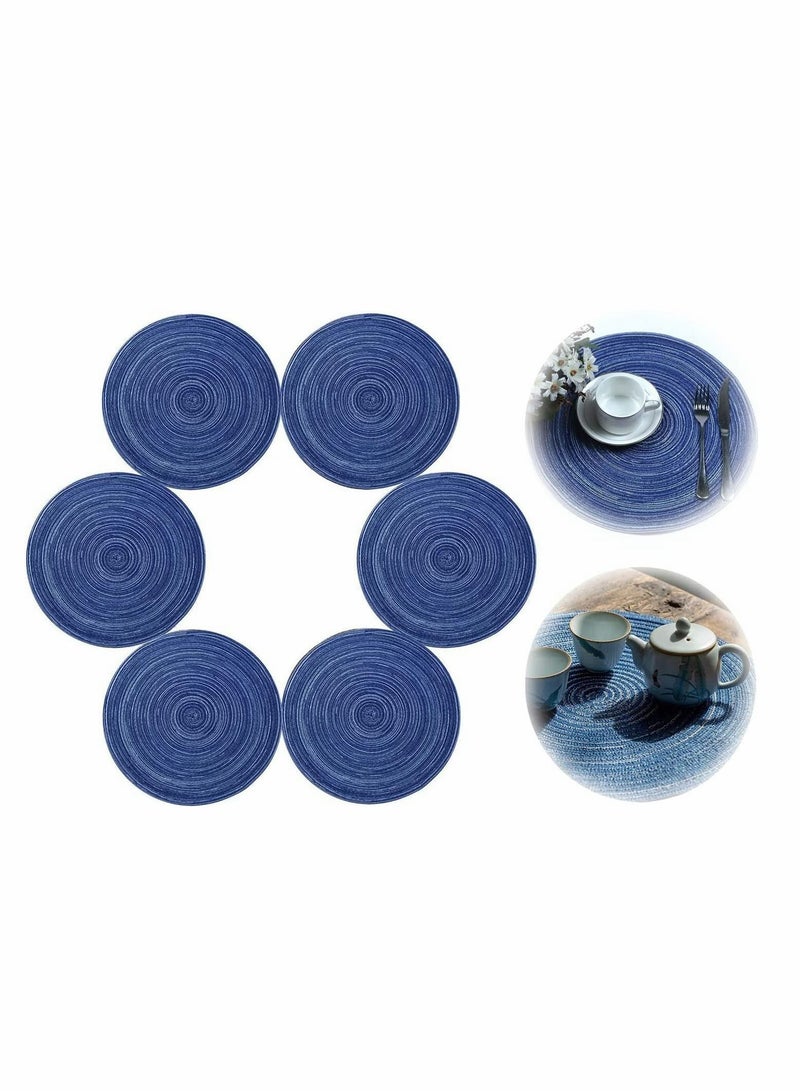 14 Inch Circle Placemats for Dining Table Set of 6 Farmhouse Round Cloth Placemat Woven Place Mats Heat Resistant Outdoor Patio