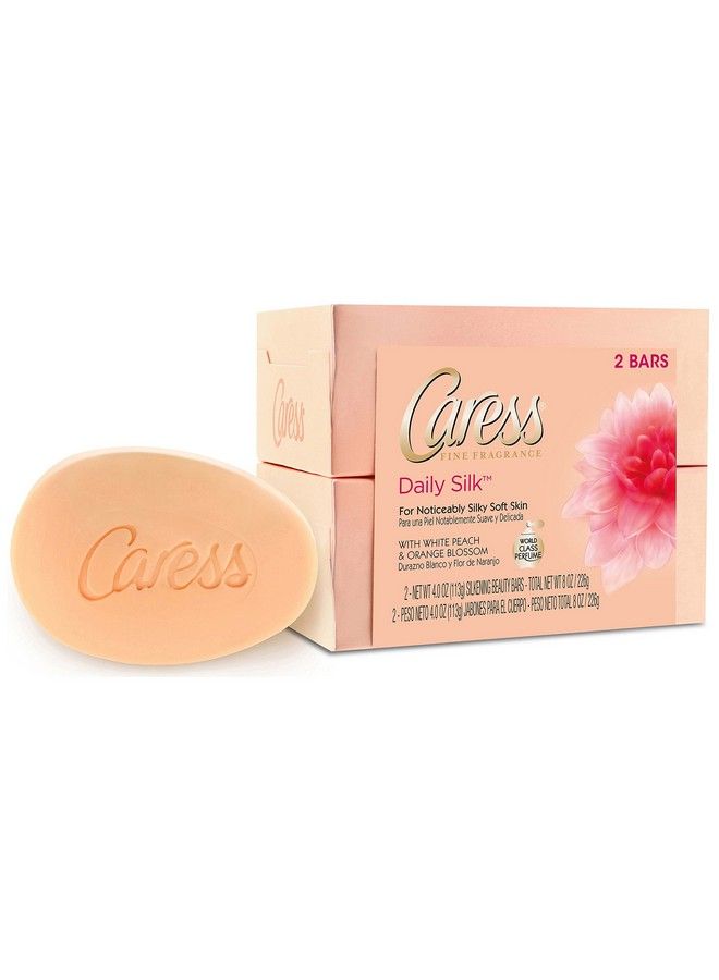 Beauty Bar Soap For Silky Soft Skin Daily Silk With Silk Extract And Floral Oil Essence 2 X 4 Ounce (Total Of 8 Ounce)