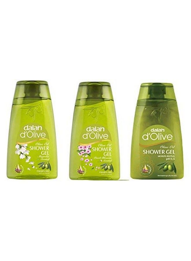 Dalan d'Olive - Pure Olive Oil Shower Gel Triple Pack of Olive Oil Magnolia & Peach Blossom (250 ml each) Imported from Turkey.